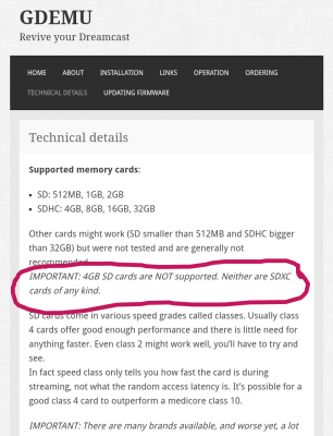 SDXC Cards not officially supported.
