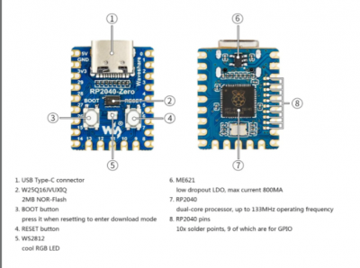 rp2040 zero board by waveshare