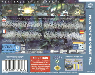 PSO v2 PAL - Back Cover